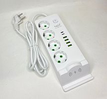 994-2PD сетевой фильтр с беспроводной зарядкой на 4розетки 4usb 2type-c (HY-50415-3C-3-60)