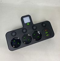 EU-8624UL тройник разветвитель (3розетки, 2usb порт, 1type-c порт) (HY-50145-3E-3-60)