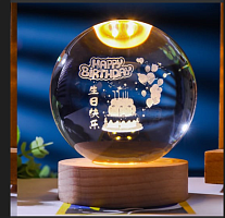 YB-001 ночник, хрустальный шар HAPPY BIRTHDAY (HY-50414-60-1-3-60)