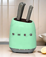 BT-08 НАБОР НОЖЕЙ С ПОДСТАВКОЙ SMEG ОЛИВКОВАЯ (HY-50408-3C-3-4)