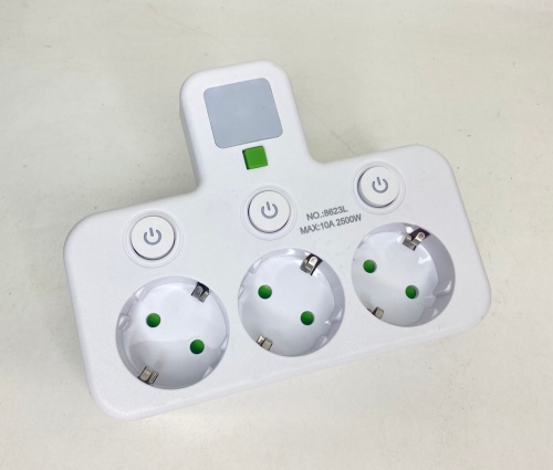 EU-8623L тройник разветвитель (3розетки) (HY-50415-3D-3-60)