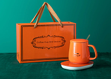 521-88 Керамическая чашка с подогревом  orange (WY-11014-63-2-30)