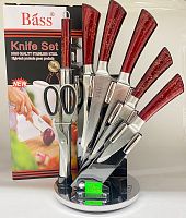 B11214-REDDISHBROWN НАБОР НОЖЕЙ ИЗ НЕРЖАВЕЮЩЕЙ СТАЛИ С ПОДСТАВКОЙ BASS  (688-1215-87-3-24)