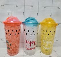 JL-140-1  Стаканчик со льдом (enjoy summerl)3 цвета 450мл(WY-90407-120-20-60) JL-140-1