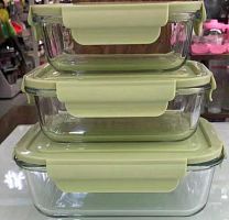 TW-1 Набор контейнеров стекло  3 шт прямоугольные (20804-213-17-12)