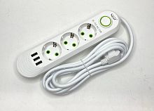 LH-F03U-3M / 3U-3M / F03U-3M Сетевой фильтр 3 метра на 3 розетки +3*usb (HY-40626-24-4-80)